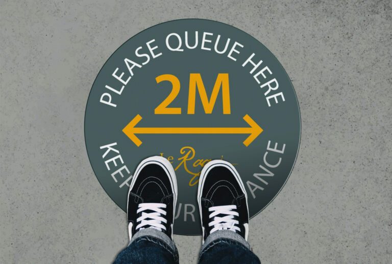 Floor Sticker Queue Here