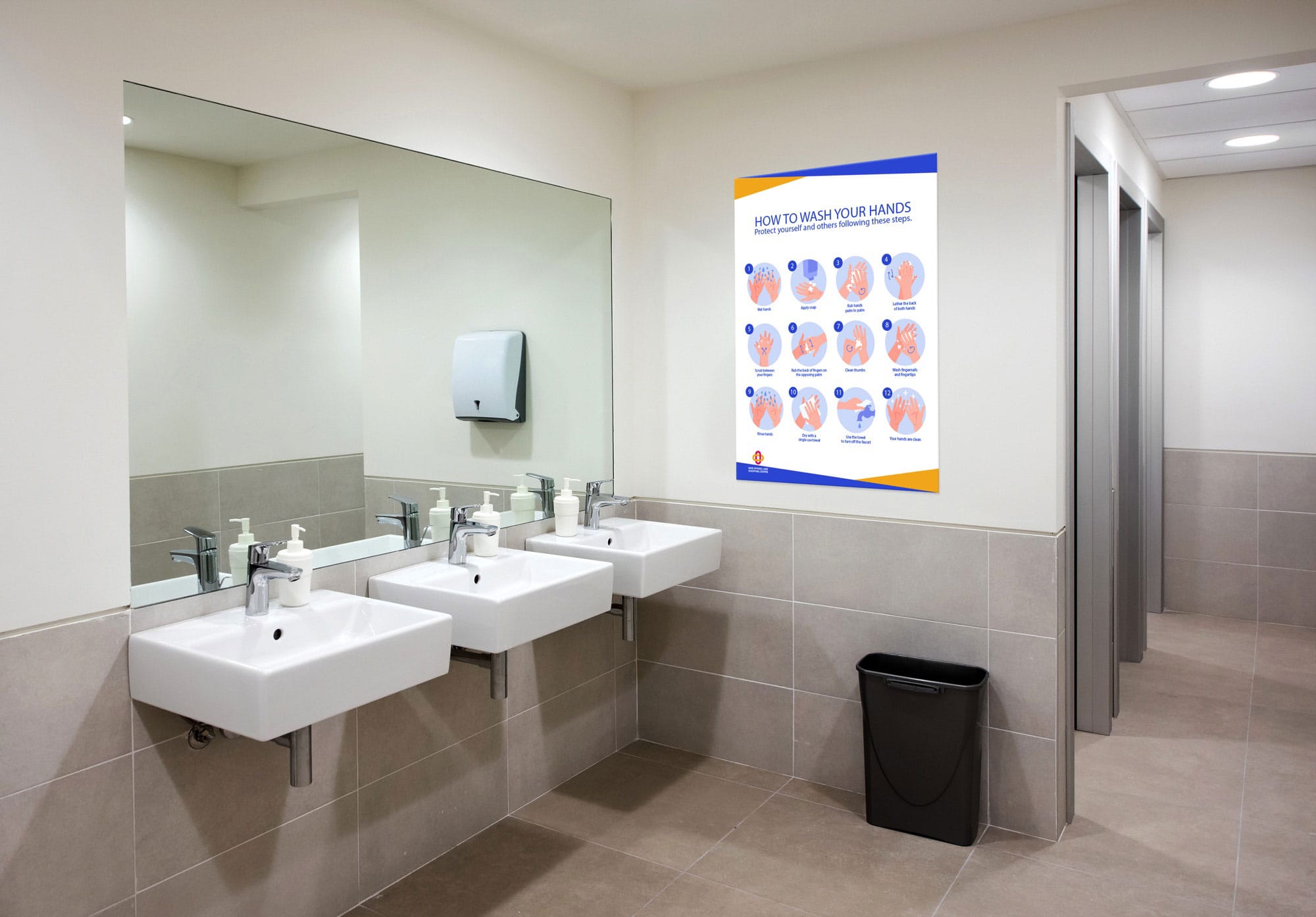 Hand Wash Sign Public Toilet