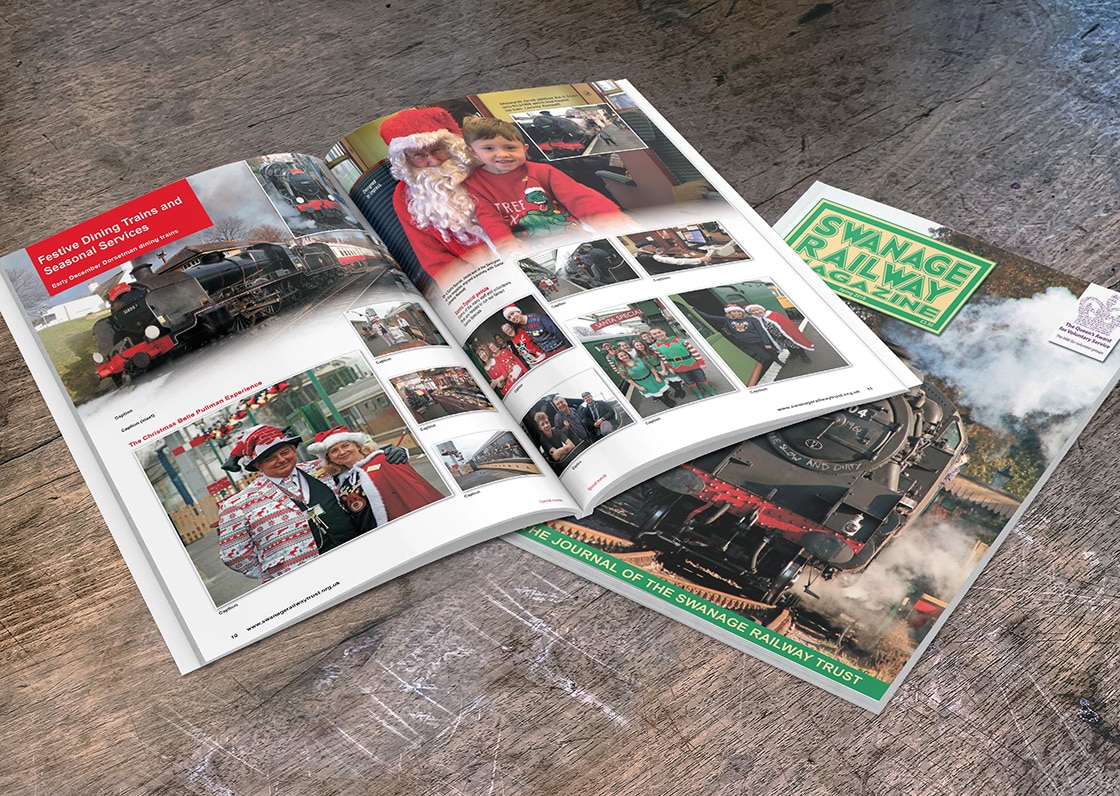 swanage railway magazine design and print 1120x796px